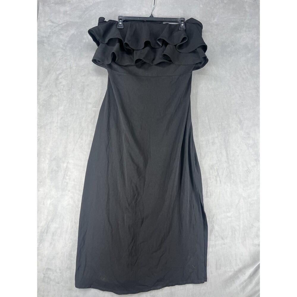 New Anthropologie Vineet Bahl Ruffled Strapless Dress Size Large Black